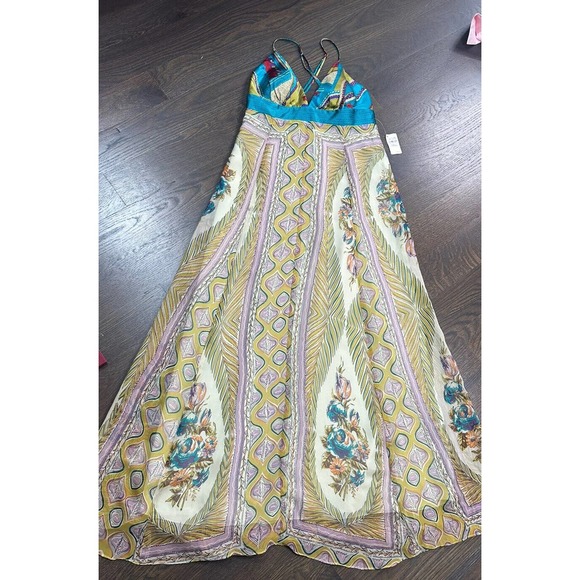 NWT~ SINGLE Brand 100%Silk Exotic Print Maxi Long Dress ~ S - Picture 8 of 12
